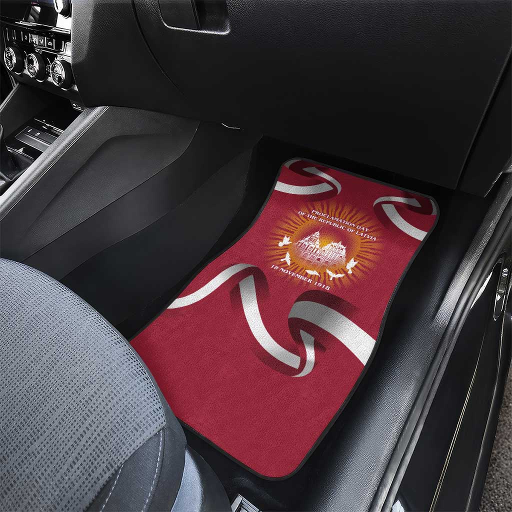 Latvia Car Mats with Freedom Monument and Doves Graphic – 18 November 1918 Design