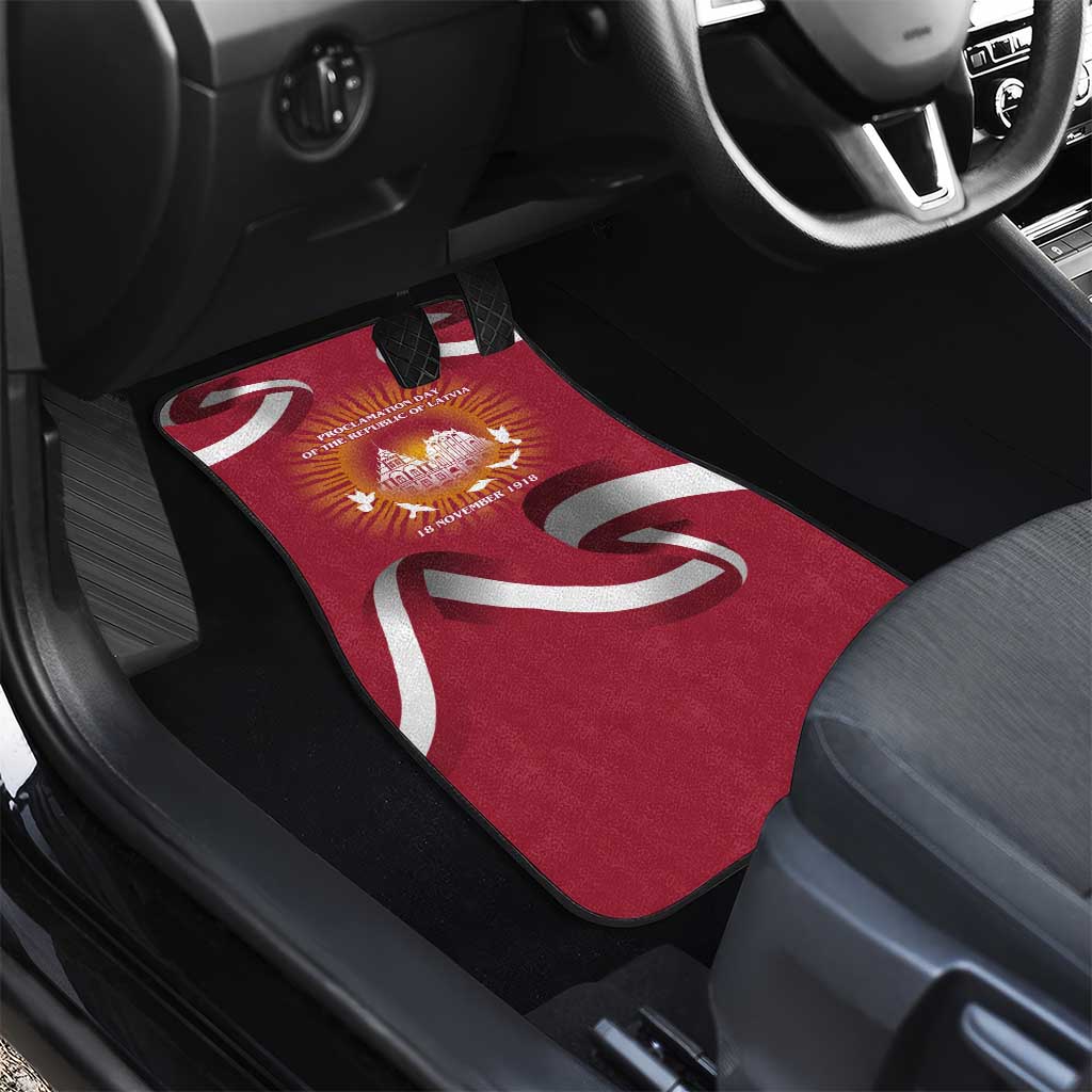 Latvia Car Mats with Freedom Monument and Doves Graphic – 18 November 1918 Design