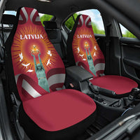 Latvia Car Seat Cover with Freedom Monument and Doves Graphic – 18 November 1918 Design
