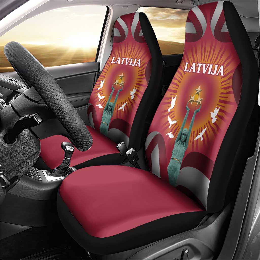 Latvia Car Seat Cover with Freedom Monument and Doves Graphic – 18 November 1918 Design