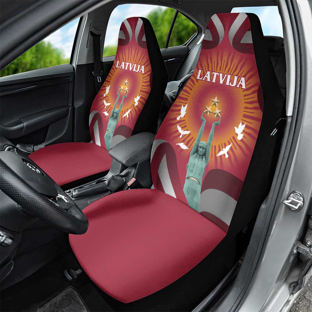 Latvia Car Seat Cover with Freedom Monument and Doves Graphic – 18 November 1918 Design