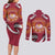Latvia Couples Matching Long Sleeve Bodycon Dress and Long Sleeve Button Shirt with Freedom Monument and Doves Graphic – 18 November 1918 Design