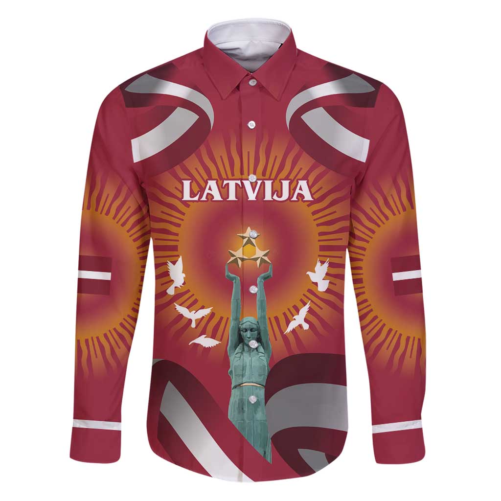 Latvia Family Matching Puletasi and Hawaiian Shirt with Freedom Monument and Doves Graphic – 18 November 1918 Design
