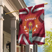 Latvia Garden Flag with Freedom Monument and Doves Graphic – 18 November 1918 Design