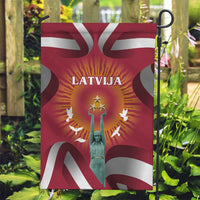 Latvia Garden Flag with Freedom Monument and Doves Graphic – 18 November 1918 Design