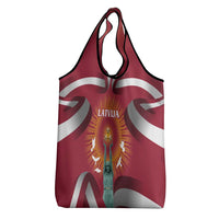 Latvia Grocery Bag with Freedom Monument and Doves Graphic – 18 November 1918 Design