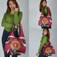 Latvia Grocery Bag with Freedom Monument and Doves Graphic – 18 November 1918 Design