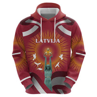Latvia Hoodie with Freedom Monument and Doves Graphic – 18 November 1918 Design