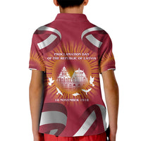 Latvia Kid Polo Shirt with Freedom Monument and Doves Graphic – 18 November 1918 Design
