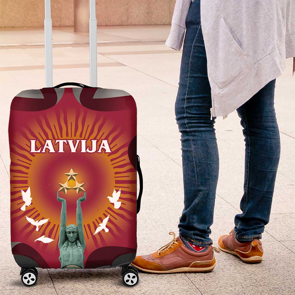 Latvia Luggage Cover with Freedom Monument and Doves Graphic – 18 November 1918 Design