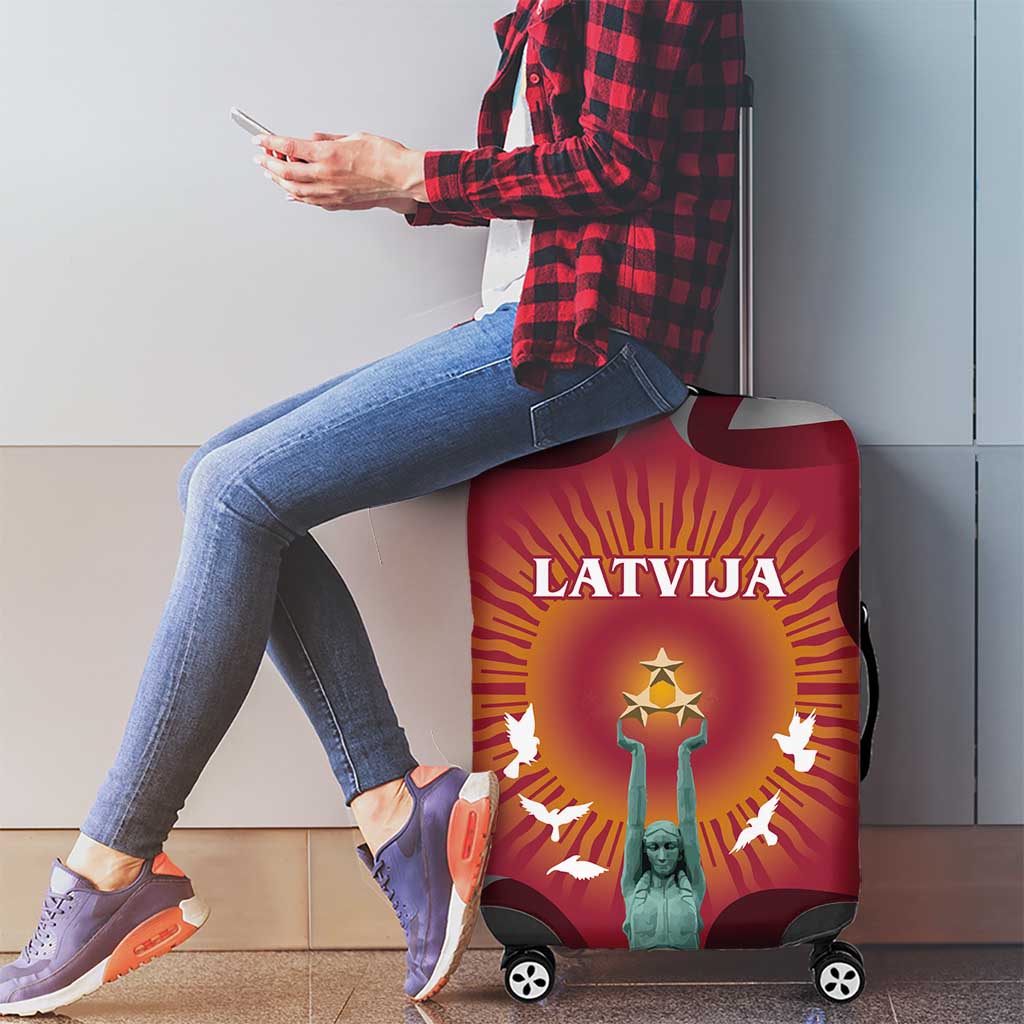 Latvia Luggage Cover with Freedom Monument and Doves Graphic – 18 November 1918 Design
