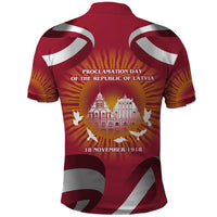 Latvia Polo Shirt with Freedom Monument and Doves Graphic – 18 November 1918 Design