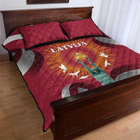 Latvia Quilt Bed Set with Freedom Monument and Doves Graphic – 18 November 1918 Design