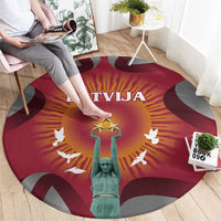 Latvia Round Carpet with Freedom Monument and Doves Graphic – 18 November 1918 Design