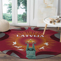 Latvia Round Carpet with Freedom Monument and Doves Graphic – 18 November 1918 Design