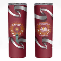 Latvia Skinny Tumbler with Freedom Monument and Doves Graphic – 18 November 1918 Design