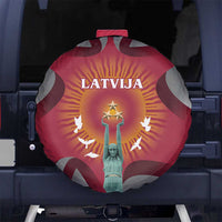 Latvia Spare Tire Cover with Freedom Monument and Doves Graphic – 18 November 1918 Design