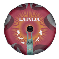Latvia Spare Tire Cover with Freedom Monument and Doves Graphic – 18 November 1918 Design