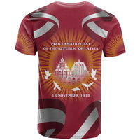 Latvia T Shirt with Freedom Monument and Doves Graphic – 18 November 1918 Design