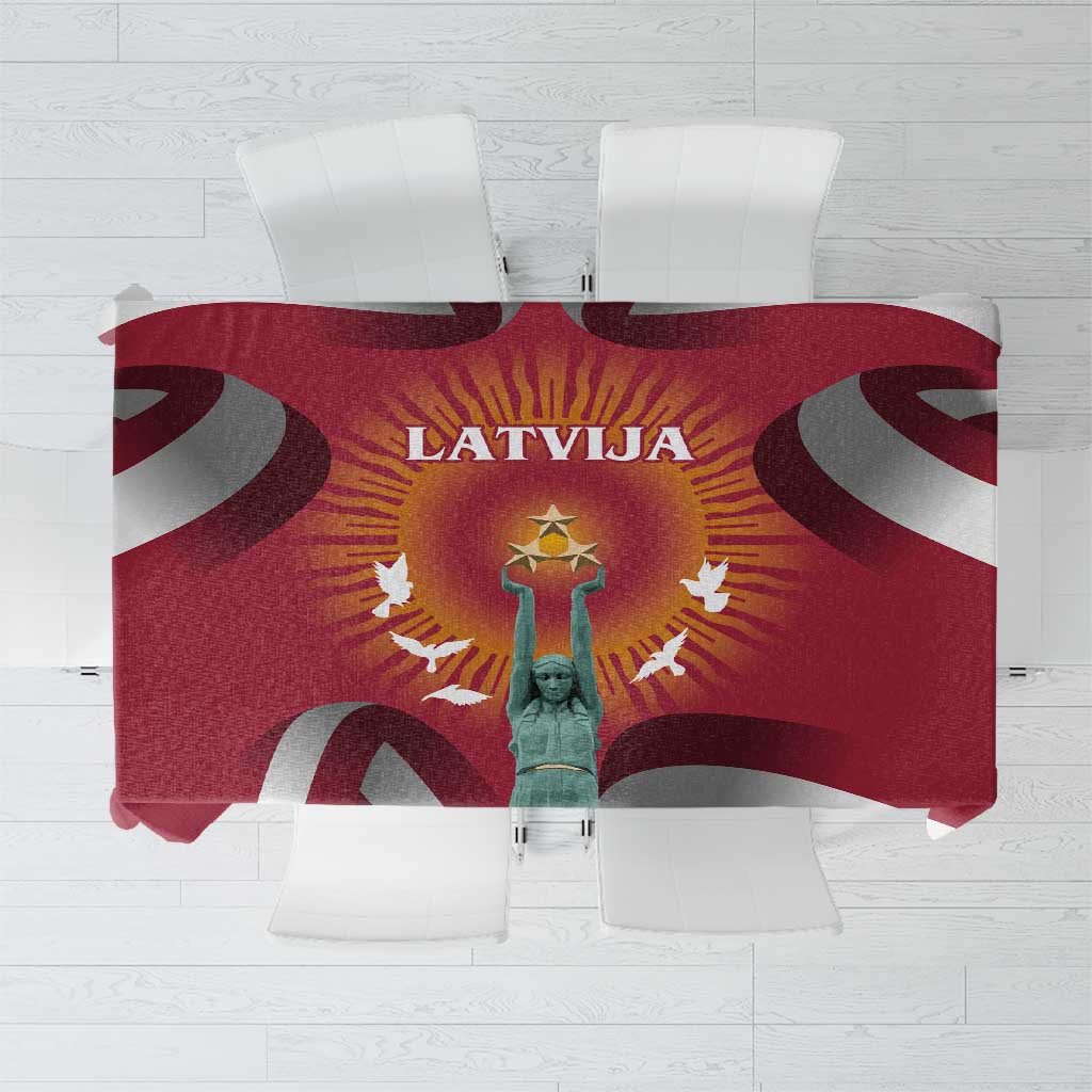 Latvia Tablecloth with Freedom Monument and Doves Graphic – 18 November 1918 Design