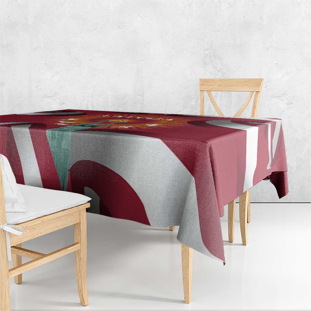 Latvia Tablecloth with Freedom Monument and Doves Graphic – 18 November 1918 Design