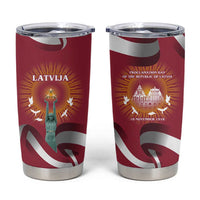 Latvia Tumbler Cup with Freedom Monument and Doves Graphic – 18 November 1918 Design