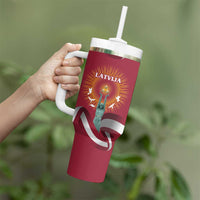 Latvia Tumbler With Handle with Freedom Monument and Doves Graphic – 18 November 1918 Design