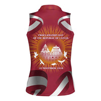 Latvia Women Sleeveless Polo Shirt with Freedom Monument and Doves Graphic – 18 November 1918 Design