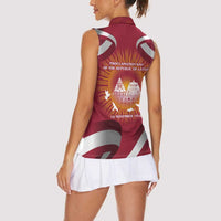 Latvia Women Sleeveless Polo Shirt with Freedom Monument and Doves Graphic – 18 November 1918 Design