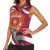 Latvia Women Sleeveless Polo Shirt with Freedom Monument and Doves Graphic – 18 November 1918 Design