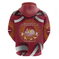 Latvia Zip Hoodie with Freedom Monument and Doves Graphic – 18 November 1918 Design