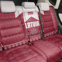 Latvia Back Car Seat Cover with National Coat of Arms and Knit Pattern – Three Stars One Heart Design