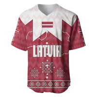 Latvia Baseball Jersey with National Coat of Arms and Knit Pattern – Three Stars One Heart Design