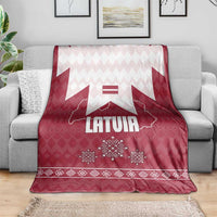 Latvia Blanket with National Coat of Arms and Knit Pattern – Three Stars One Heart Design
