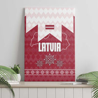 Latvia Canvas Wall Art with National Coat of Arms and Knit Pattern – Three Stars One Heart Design
