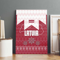 Latvia Canvas Wall Art with National Coat of Arms and Knit Pattern – Three Stars One Heart Design