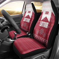 Latvia Car Seat Cover with National Coat of Arms and Knit Pattern – Three Stars One Heart Design