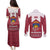 Latvia Couples Matching Puletasi and Long Sleeve Button Shirt with National Coat of Arms and Knit Pattern – Three Stars One Heart Design
