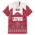 Latvia Family Matching Off The Shoulder Long Sleeve Dress and Hawaiian Shirt with National Coat of Arms and Knit Pattern – Three Stars One Heart Design