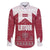 Latvia Family Matching Off The Shoulder Long Sleeve Dress and Hawaiian Shirt with National Coat of Arms and Knit Pattern – Three Stars One Heart Design