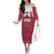Latvia Family Matching Off The Shoulder Long Sleeve Dress and Hawaiian Shirt with National Coat of Arms and Knit Pattern – Three Stars One Heart Design