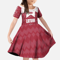 Latvia Family Matching Short Sleeve Bodycon Dress and Hawaiian Shirt with National Coat of Arms and Knit Pattern – Three Stars One Heart Design