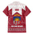 Latvia Family Matching Short Sleeve Bodycon Dress and Hawaiian Shirt with National Coat of Arms and Knit Pattern – Three Stars One Heart Design