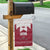 Latvia Garden Flag with National Coat of Arms and Knit Pattern – Three Stars One Heart Design