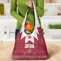 Latvia Grocery Bag with National Coat of Arms and Knit Pattern – Three Stars One Heart Design