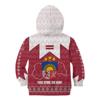 Latvia Kid Hoodie with National Coat of Arms and Knit Pattern – Three Stars One Heart Design
