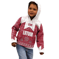 Latvia Kid Hoodie with National Coat of Arms and Knit Pattern – Three Stars One Heart Design