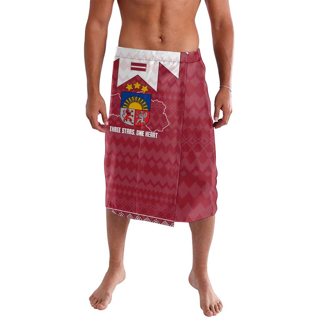 Latvia Lavalava with National Coat of Arms and Knit Pattern – Three Stars One Heart Design