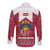 Latvia Long Sleeve Button Shirt with National Coat of Arms and Knit Pattern – Three Stars One Heart Design