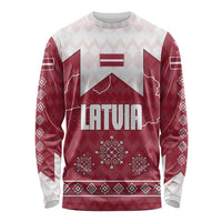 Latvia Long Sleeve Shirt with National Coat of Arms and Knit Pattern – Three Stars One Heart Design